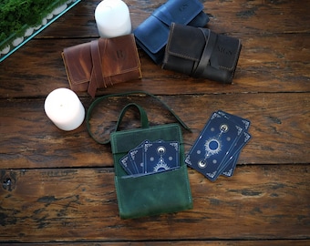 Genuine Leather Tarot Card Case, Tarot Deck Holder Protector, Custom Pouch