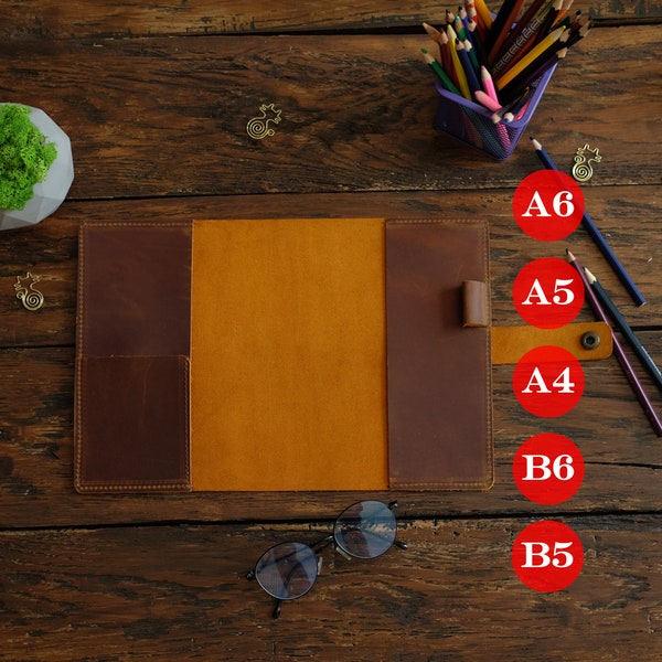 Funda de cuaderno de cuero A5, A6, A4, portada de diario personalizada Hobonichi, Moleskine Large, Leuchtturm1917 mediano