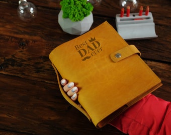 Reliure en cuir A5 pour le meilleur papa, cadeau de fête des pères des enfants, cahier de reliure en cuir A4, agenda de bague, cadeau de papa, journal en cuir pour papa