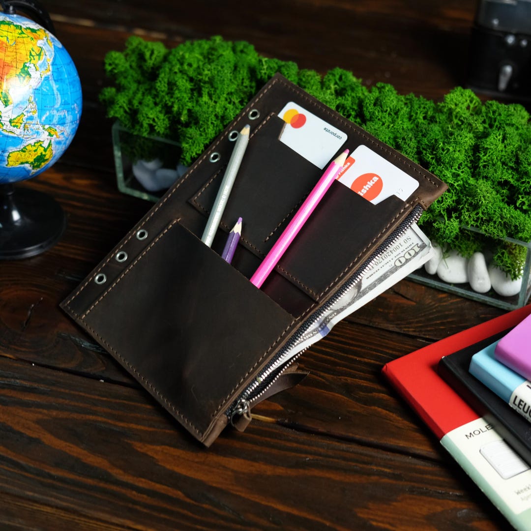 Leather A5 Flyleaf With Pockets, Personalized College Gift, Custom ...