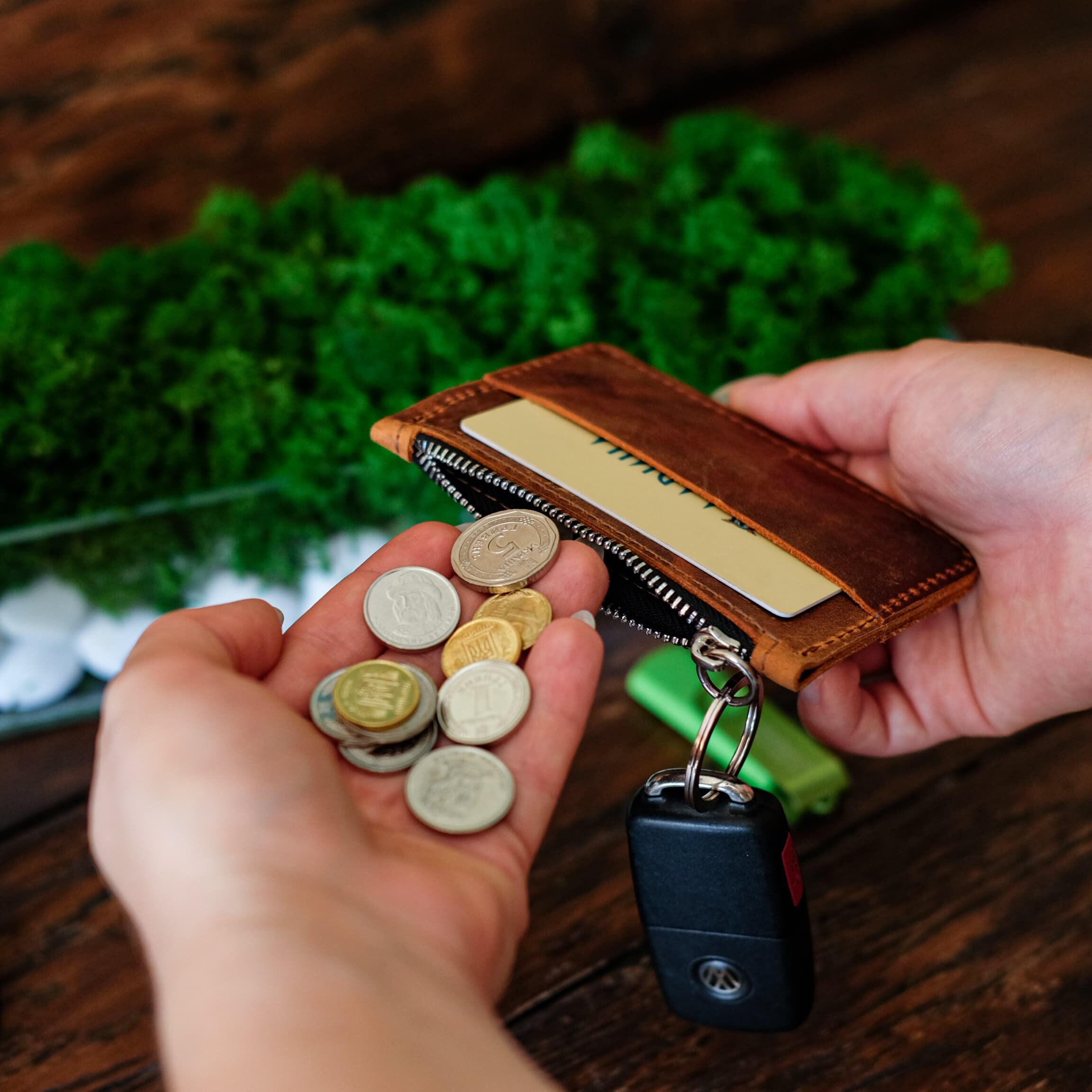 Mens Keychain Wallet Personalized, Leather Coin Case, Custom