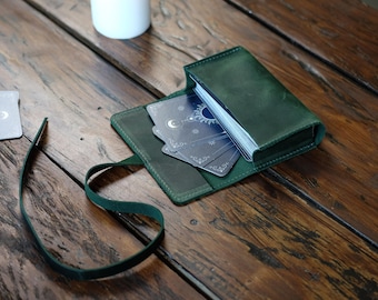 Genuine Leather Tarot Deck Pouch, Wrap Storage Case, Tarot Reader Gift