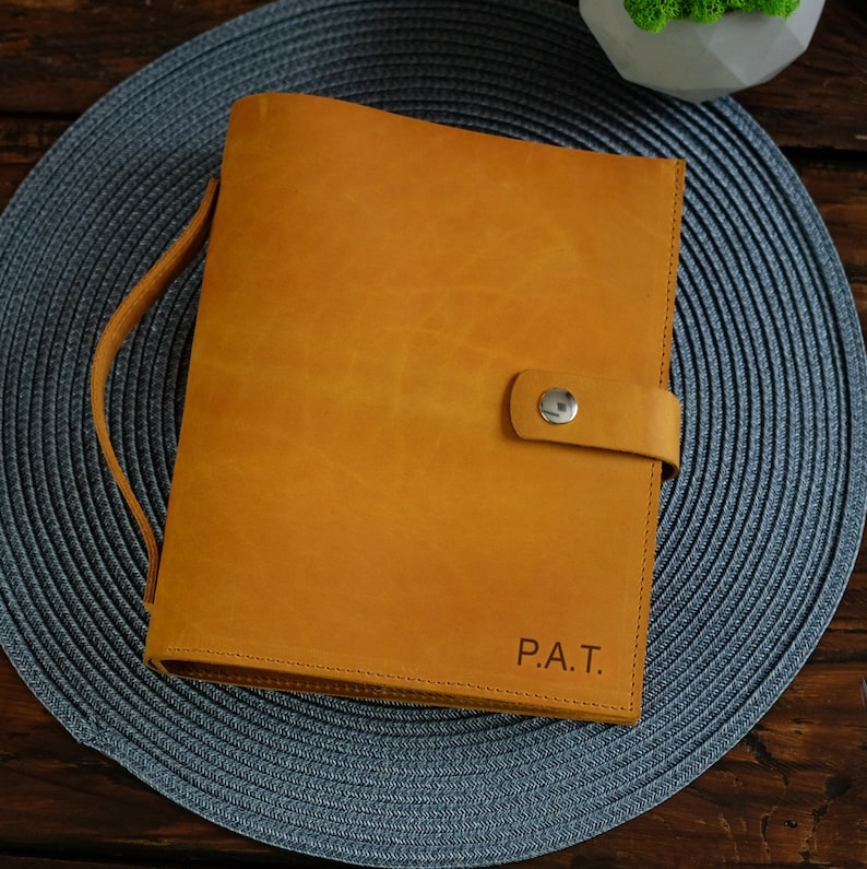 Leather Ring Binder, Personalized Engraved Notebook, Refillable Journal, Discbound Custom Planner, Dad Gift, Coworker Gift