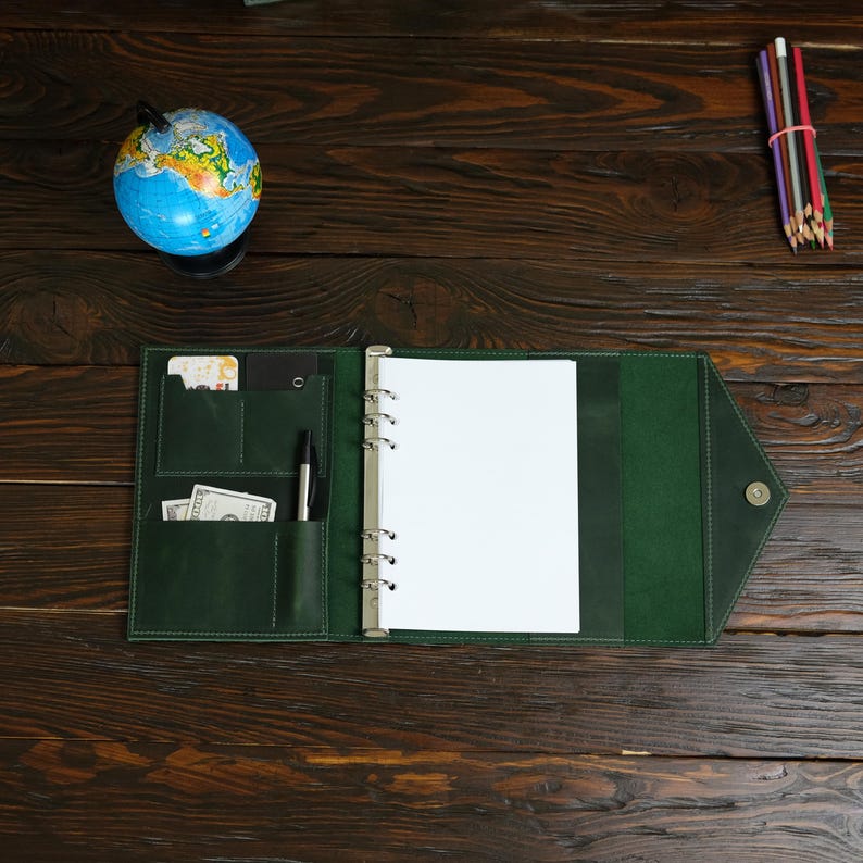 Leather Work Filofax, Personalized Ring Binder A5, Trifold Journal, Custom Teacher Notebook, Refillable Student Journal, Discbound Planner