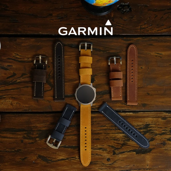 Bracelet de montre Garmin en cuir personnalisé, bracelet de montre en cuir gravé, accessoires pour hommes personnalisés, cadeau petit ami, cadeau papa