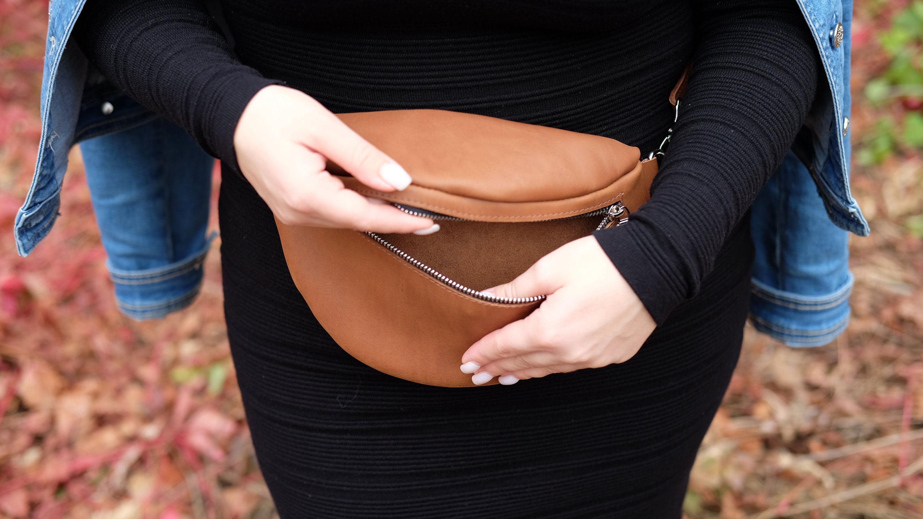 Women leather fanny pack Brown belt bag with detachable strap Etsy