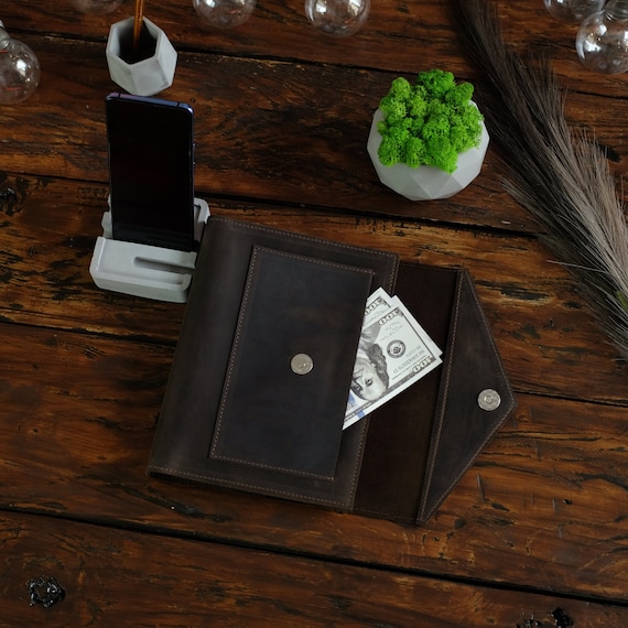 Leather Ring Binder, Custom Notebook, A5 Binder, Personalized Leather Planner with Engraving, Trifold Journal Refillable, Gift for Coworker