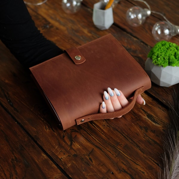 Leather notebook A5, Notebook cover, Leather folder, Planner cover, Brown planner, Leather ring binder A4 A5