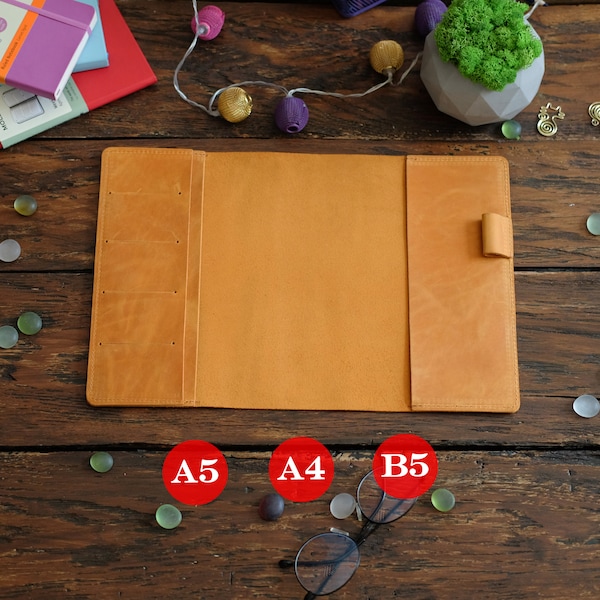Personalized Leather Notebook A5 A4 B5, Refillable Journal Cover, Handmade Genuine