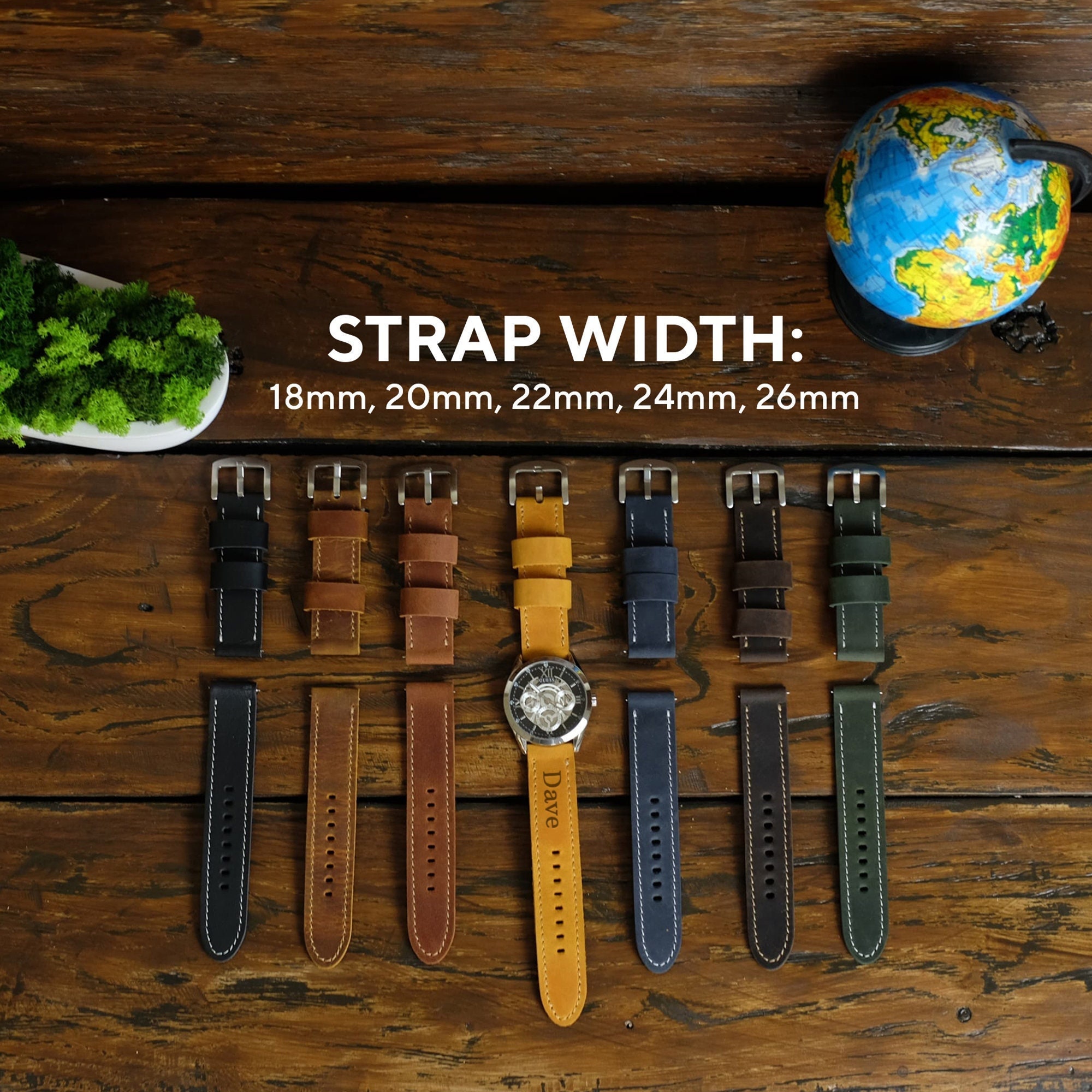 Personalized Leather Watch Strap With Name, Engraved Watch Band 18 20 ...