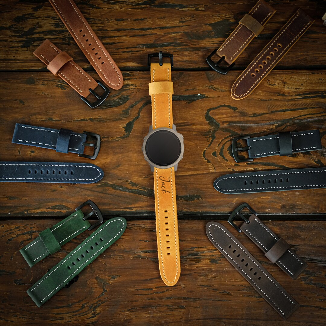 Garmin Watch Strap Leather, Personalized Watch Band for Dad or ...