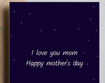 Digitale kaart Moederdag "I love you, mom, happy mother's day", instant download, 4 x 6" en 5 x 7"