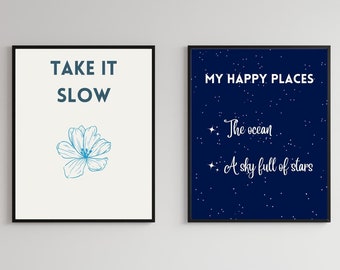 Digitale muurposters direct downloaden, set van 2, ontspannende muurkunst, sterrennachtprint