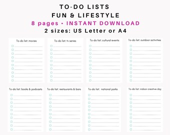 Takenlijstsjabloon, checklist voor fun en lifestyle, digitaal of afdrukbaar