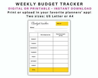Wekelijkse budgettracker, budgetplanner, uitgaventracker