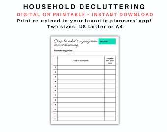 Opruimchecklist, schoonmaakchecklist, huishoudelijke planner