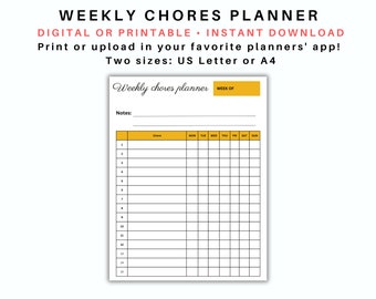 Schoonmaakplanner, weekschema, schoonmaakchecklist