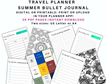 Reisplanner en zelfzorgdagboek, digitale planner, bullet journal, takenlijsten