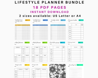 Weekplanner 18 pagina's "lifestylekit", downloadbare planner, digitale planner, afdrukbare planner