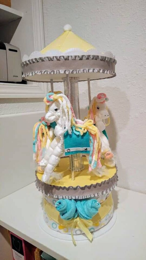 Unique Diaper Cake / Carousel Horse Diaper Cake / Baby Gift Etsy
