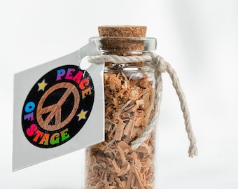 Glass Bottle Filled with Shavings and Sawdust from the Original 1969 Woodstock Stage Wood