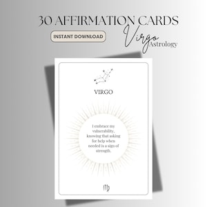 30 Virgo Affirmation Cards | Printable & Digital Astrology Affirmations for Zodiac Virgo Cards | Horoscope | Card Deck
