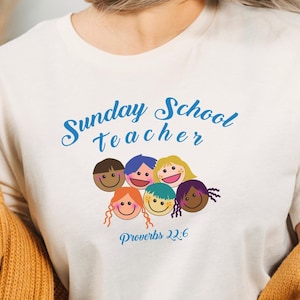 Sunday School Teacher t-shirts, Christian Bible teacher tee, Vacation Bible School t-shirt, Bible School teacher shirts, church group tee Natural