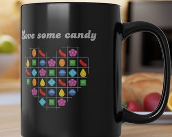 Candy Crush black mug, Candy Crush lovers mug gift, Candy Crush players and coffee lovers Christmas gift