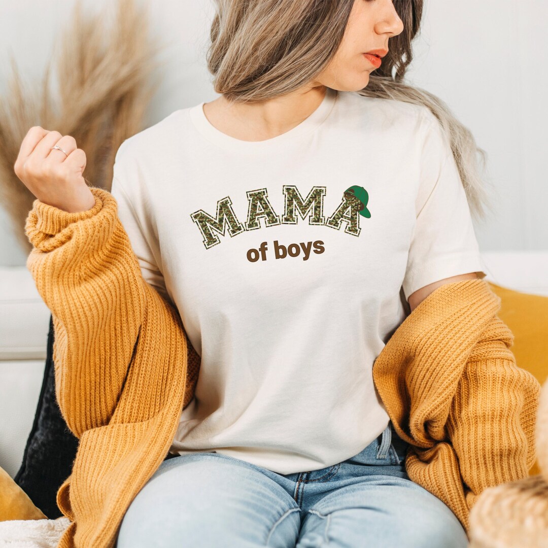 Mama of Boys Mother's Day Tshirt Gift, Boys Mom Camouflage Print Shirt