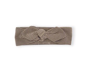 Baby headband in gingham embossed cotton twill fabric