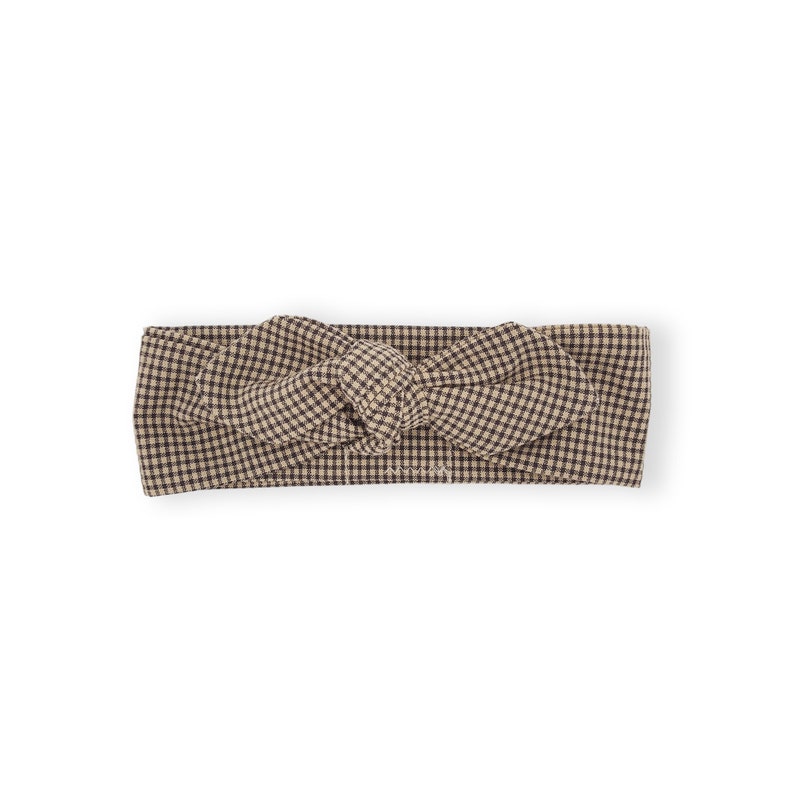 Baby headband in gingham embossed cotton twill fabric image 1