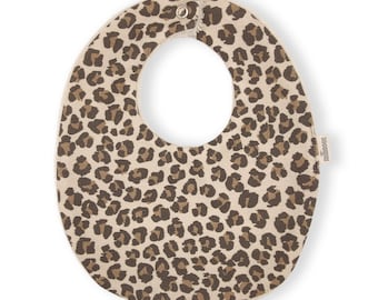 Customizable gray leopard organic cotton mesh fabric bib