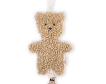 Light brown sherpa teddy bear clip pacifier clip / Bear pacifier clip / Teddy bear pacifier clip / Bear pacifier clip