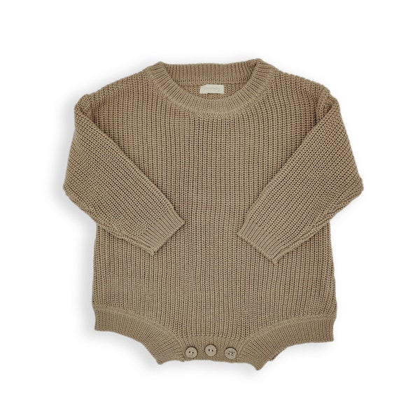 Barboteuse tricot bébé oversize marron