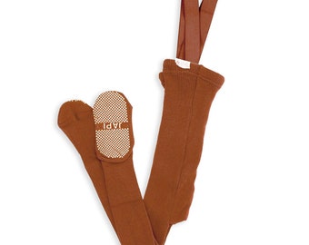 Cinnamon cotton suspender tights