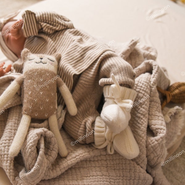 Chaussons laine mérinos écru bébé | Bottines mérinos bébé