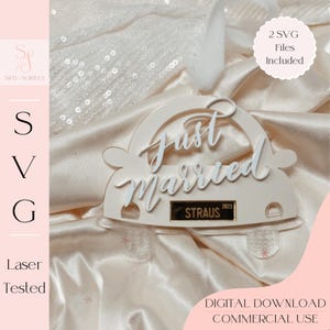 Verheiratet Ornament | Laser Cut Dateien | Glühschmieden SVG | Weihnachtsverzierung SVG | Gerade verheiratet Auto Ornament SVG