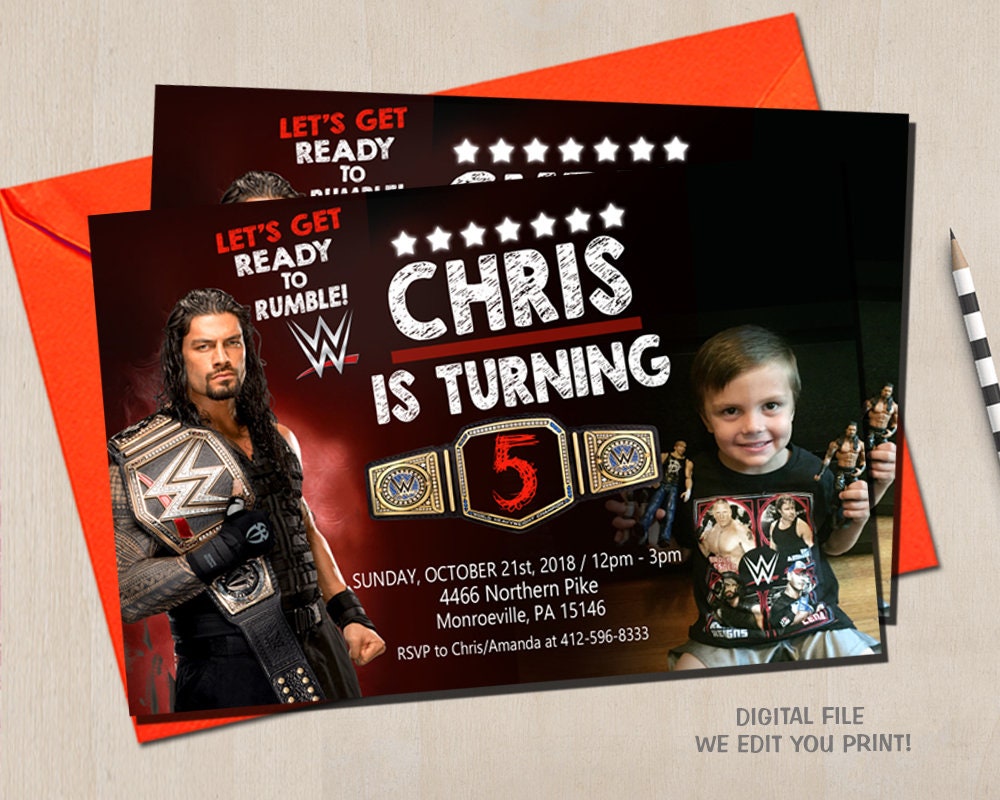 Wrestling Invitation Wwe Birthday Wwe Party Wwe Invite Wwe | Etsy