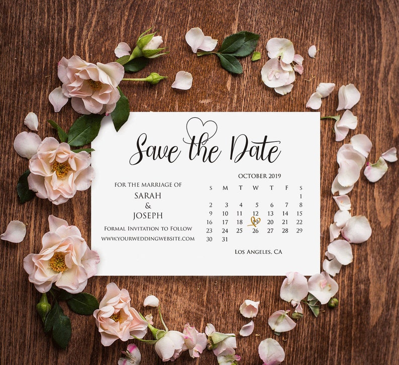 Save the Date Calendar Printable Save the Date Wedding - Etsy