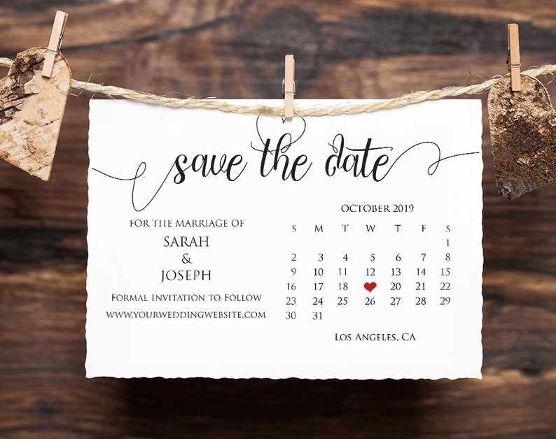 #SPS/_37 Save the Date Calendar Printable Save the Date Wedding template Instant download self editable Save the date card