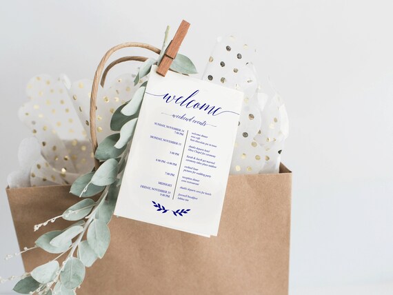 Printable Wedding Itinerary Template Wedding Weekend Etsy