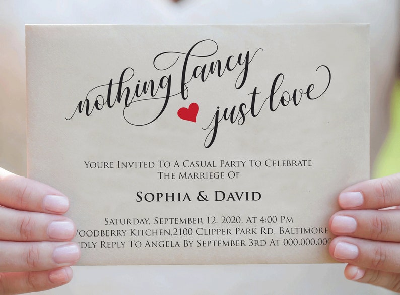 Nothing Fancy Just Love Wedding Invitation Funny Elopement - Etsy