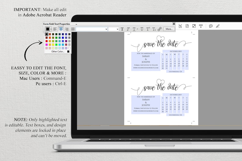 #SPS/_37 Save the Date Calendar Printable Save the Date Wedding template Instant download self editable Save the date card