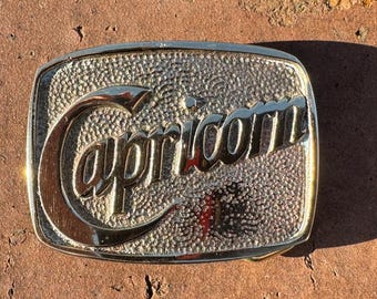 Vintage 1978 Zodiac Capricorn Solid Brass Belt Buckle by BTS.