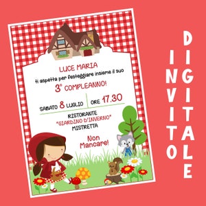 Invito Digitale Cappuccetto Rosso - Compleanno Bimba/Bimbo – Invito Compleanno Cappuccetto Rosso - Invito per Whatsapp