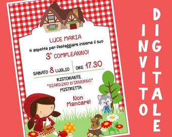 Little Red Riding Hood Digital Invitation - Girl/Boy Birthday - Little Red Riding Hood Birthday Invitation - Invitation for Whatsapp