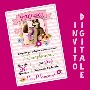 Invito Digitale Masha e Orso - Invito Compleanno Masha e Orso - Compleanno Bimba/Bimbo - Invito per Whatsapp