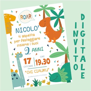 Invito Digitale Dinosauri - Compleanno Bimba/Bimbo – Invito Compleanno Dinosauri - Invito per Whatsapp