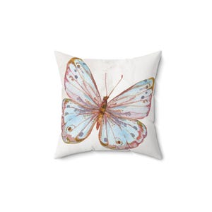 Butterfly Decorative Pillow, Cozy Home Decor, Nature Lover Gift, Spring Accent Cushion, Butterfly Art Pillow, 14 x 14
