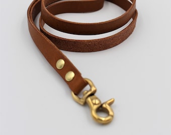 Cognac Brown Long Leather Lanyard in Soft Italian Full Grain Leather - FREE personalisation